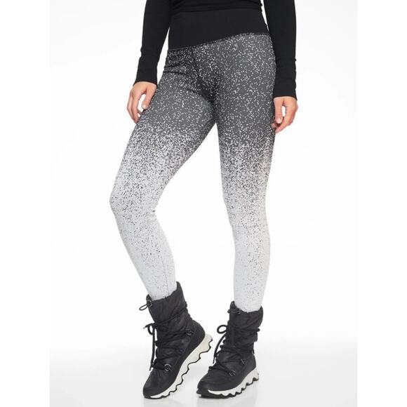 Athleta Black White Ombre Flurry Base Layer Tight Ribbed High-Rise Leggings XS - Picture 1 of 11